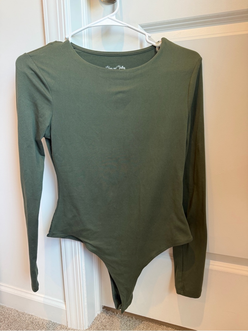 Olive Long-Sleeve Bodysuit - Classic Crew Neck